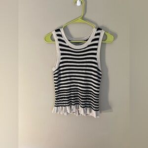 Y2K BABYDOLL Elegant Black and White Striped Tank Top